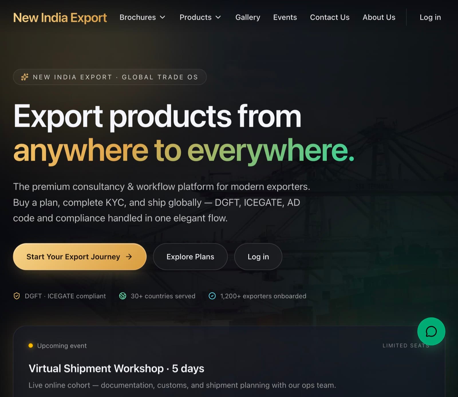 New India Export website